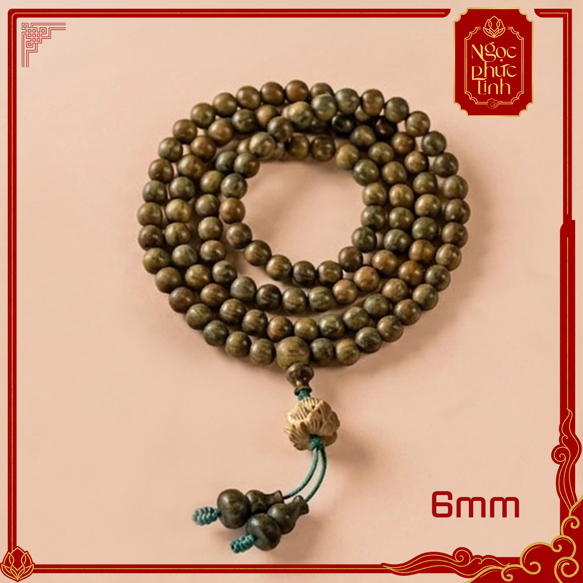 Vòng Tay Gỗ Đàn Hương 108 Hoa Sen