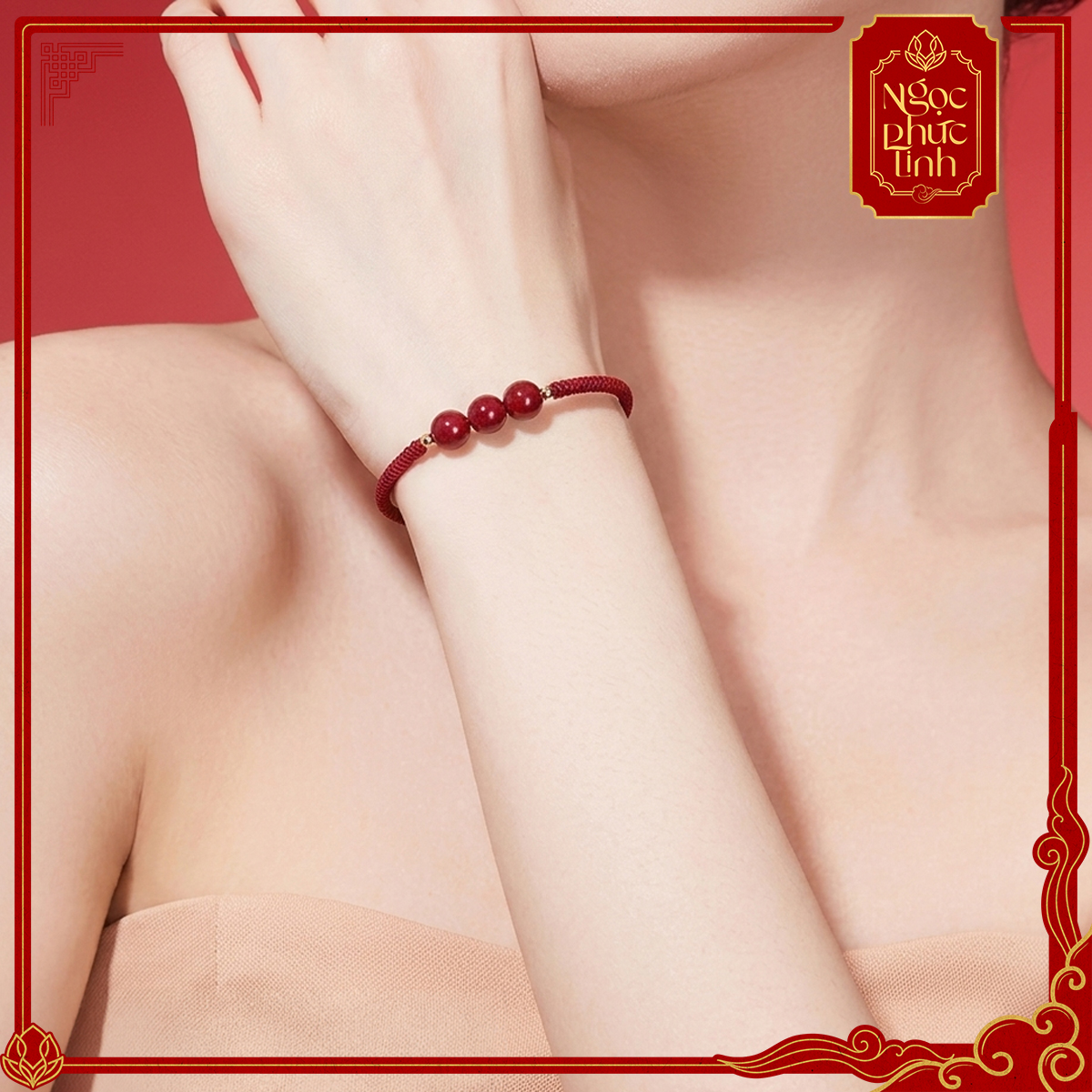 Vòng Tay Chỉ Đỏ Dây Kết Ngọc Châu Chu Sa