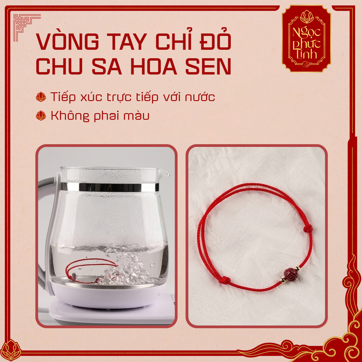 Vòng Tay Chỉ Đỏ Liên Hoa Chu Sa