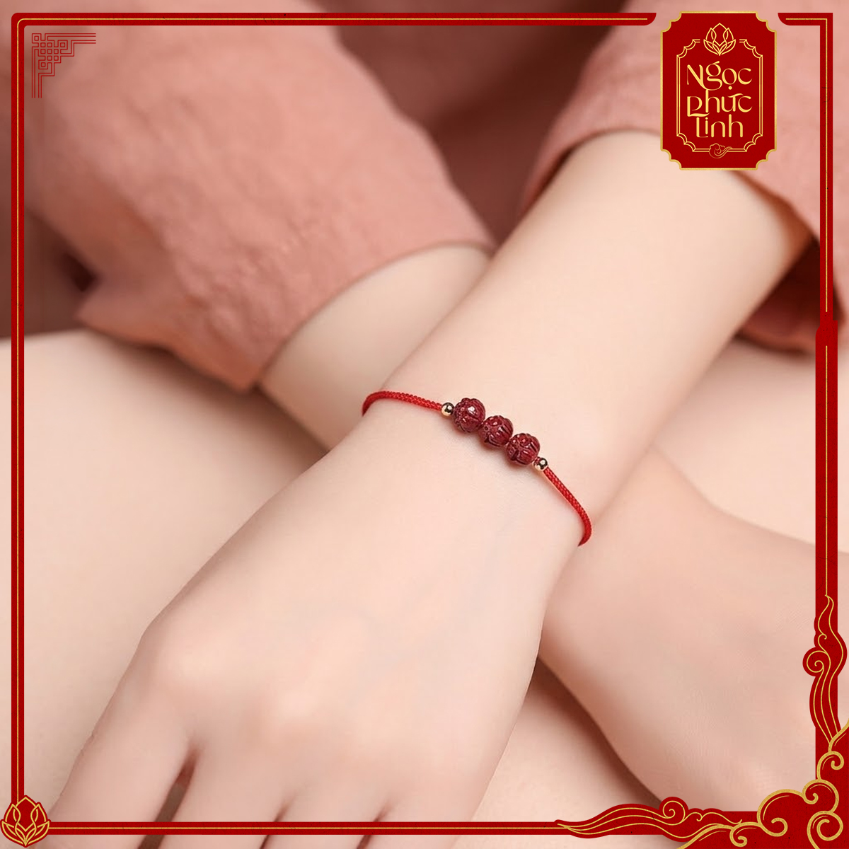 Vòng Tay Chỉ Đỏ Liên Hoa Chu Sa