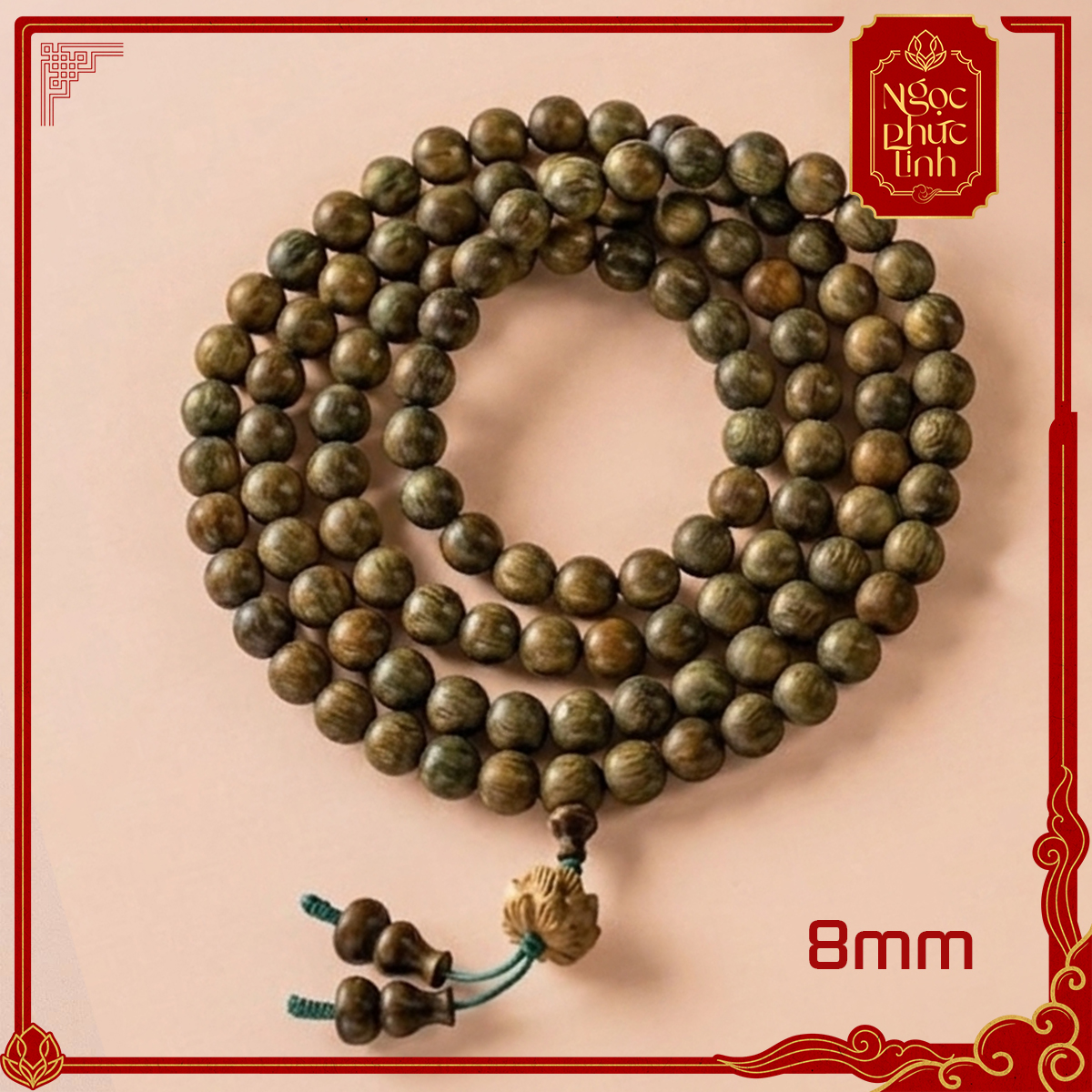 Vòng Tay Gỗ Đàn Hương 108 Hoa Sen