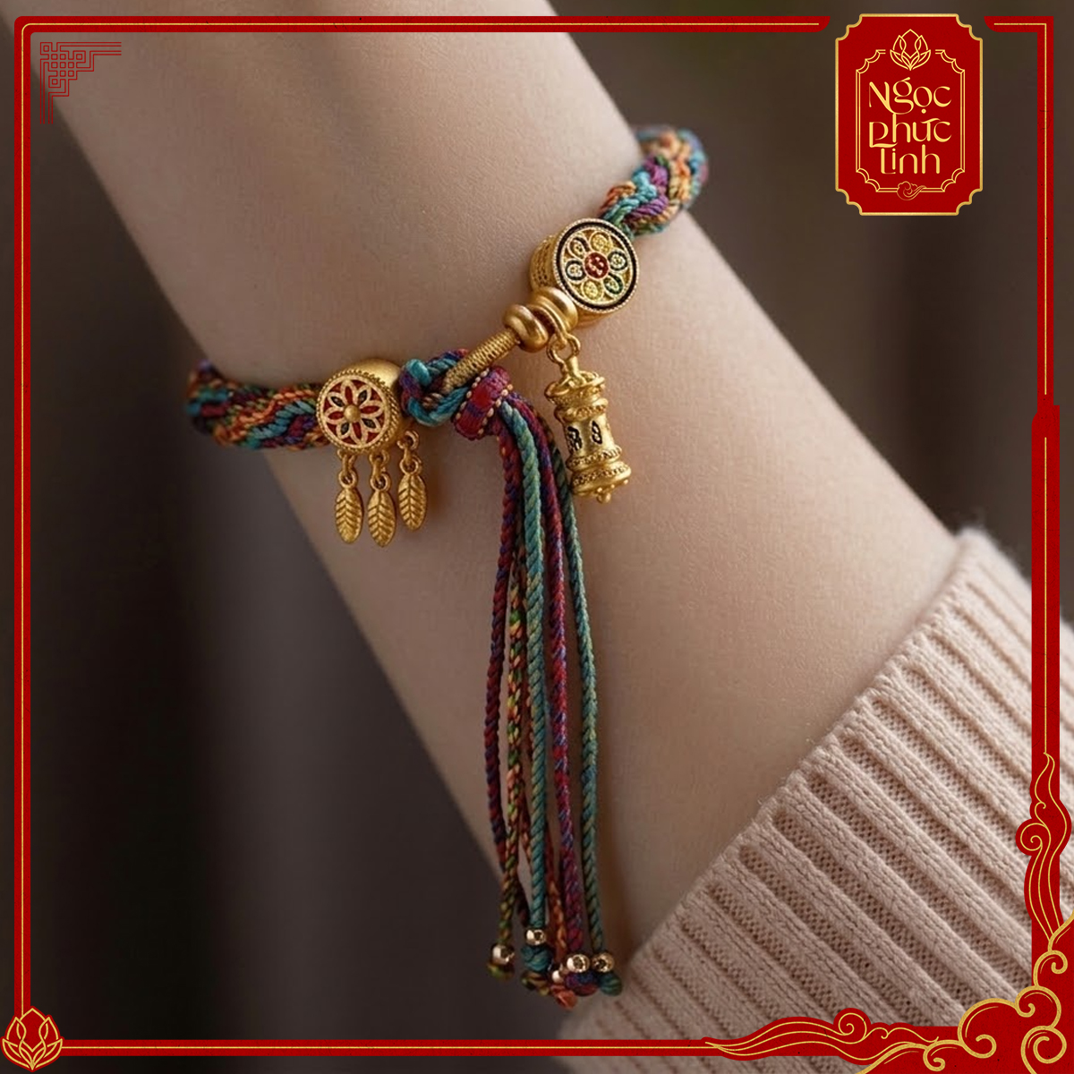 Vòng Tay Chỉ Ngũ Sắc Tây Tạng Lục Đạo Hộ Thân
