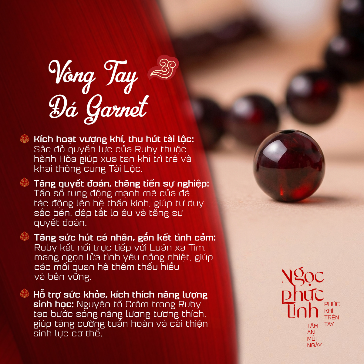 Vòng Tay Đá Hồng Ngọc 6mm