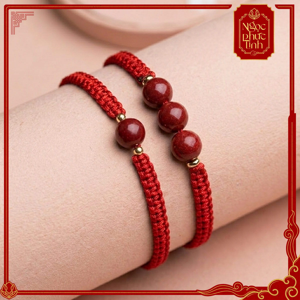 Vòng Tay Chỉ Đỏ Dây Kết Ngọc Châu Chu Sa