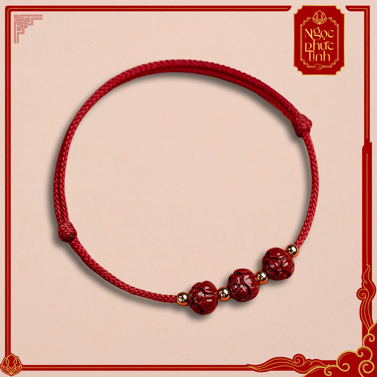 Vòng Tay Chỉ Đỏ Liên Hoa Chu Sa