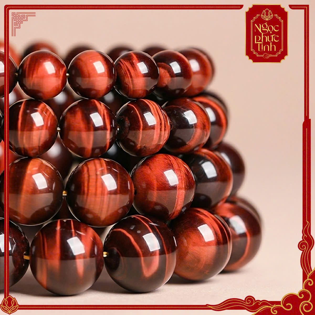 Vòng Tay Đá Mắt Hổ Đỏ Kinh Luân - 10mm