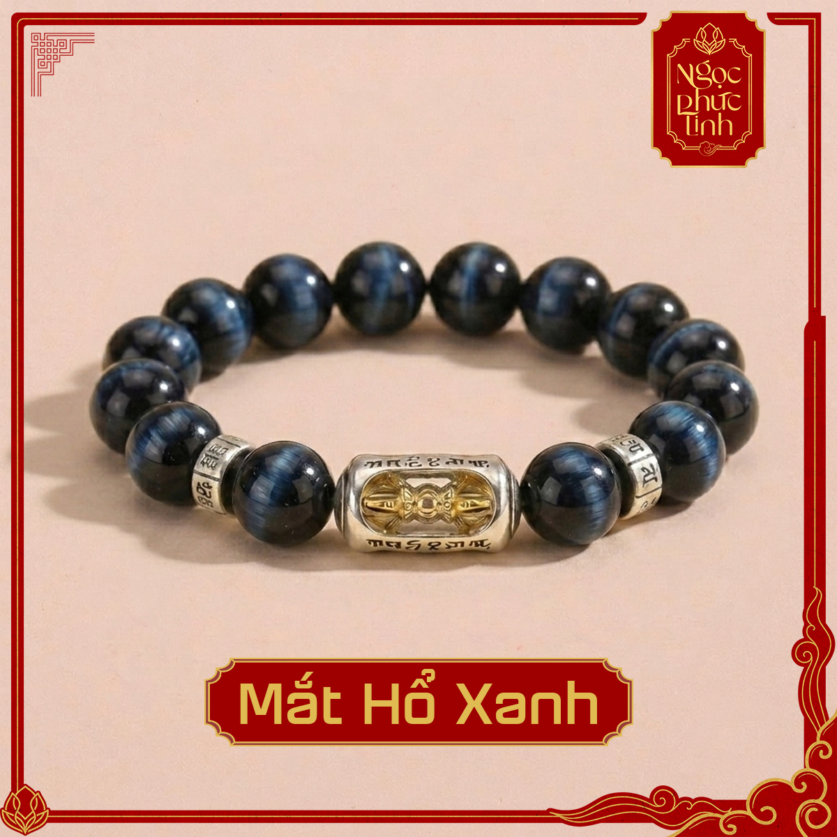 Vòng Tay Đá Mắt Hổ Xanh Kim Cang Chuỳ - 12mm