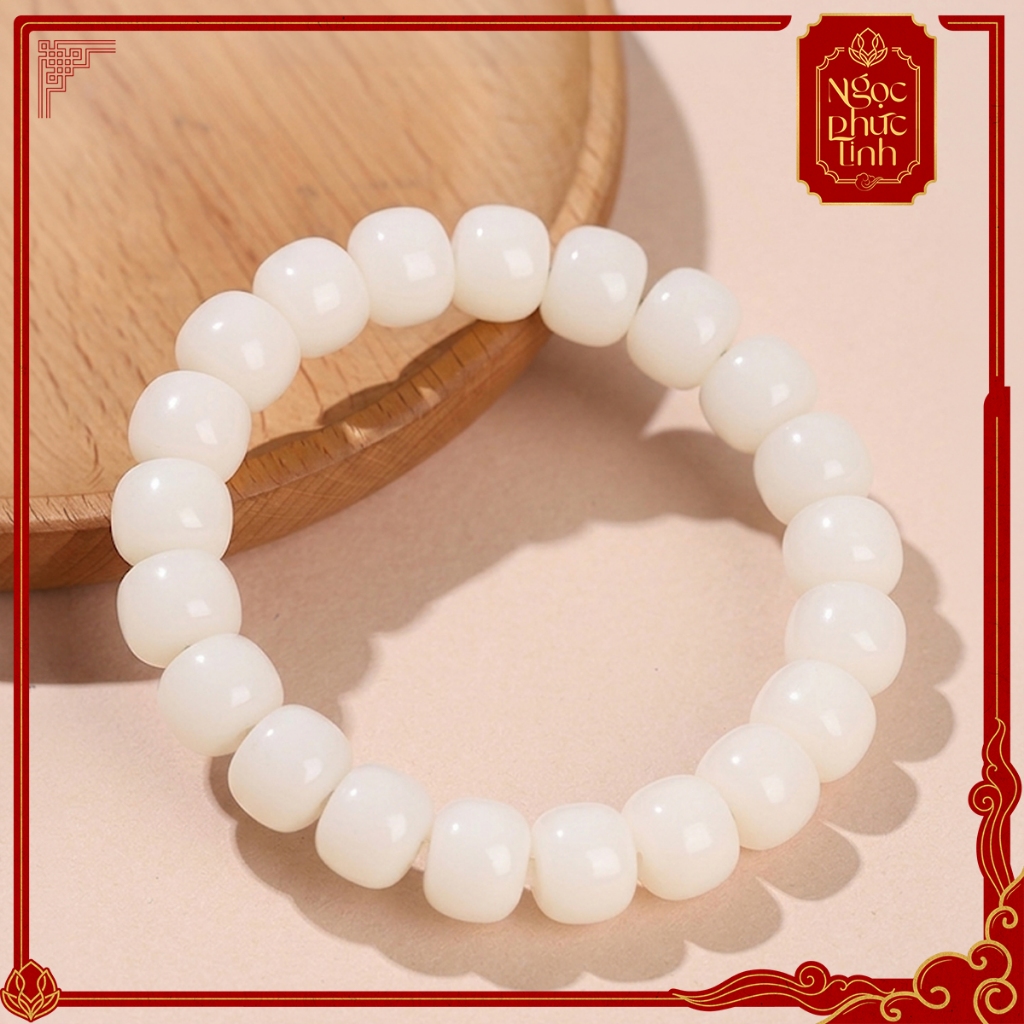 Vòng Tay Bạch Ngọc Bồ Đề Trắng Tự Nhiên