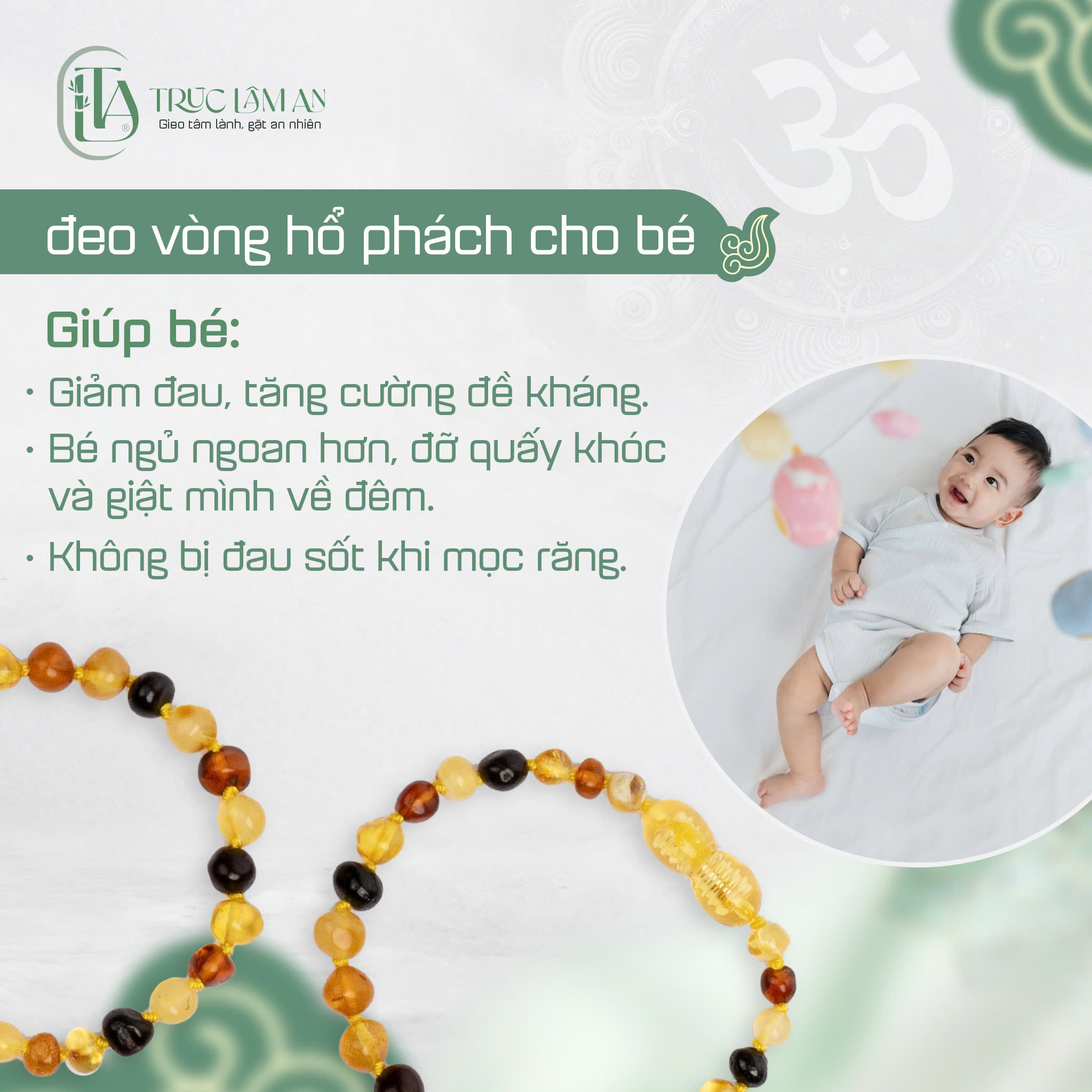 Vòng Tay Trẻ Em Hổ Phách Không Hộp