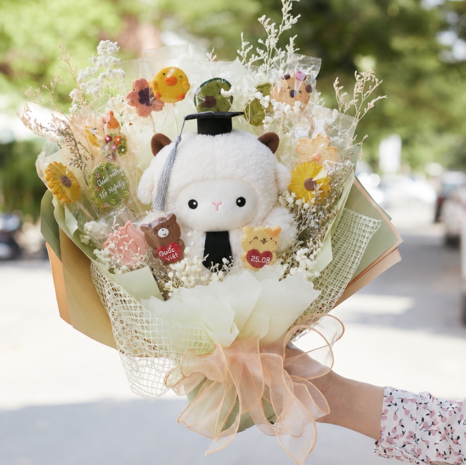 Bó hoa cừu bông - S - 12 bánh