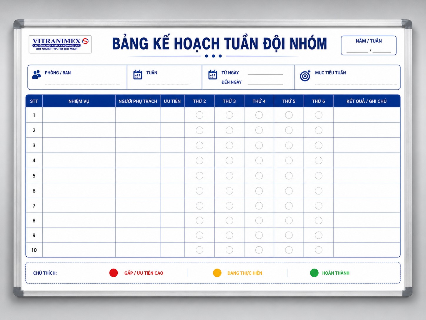 Mẫu bảng kế hoạch công việc trong ngày