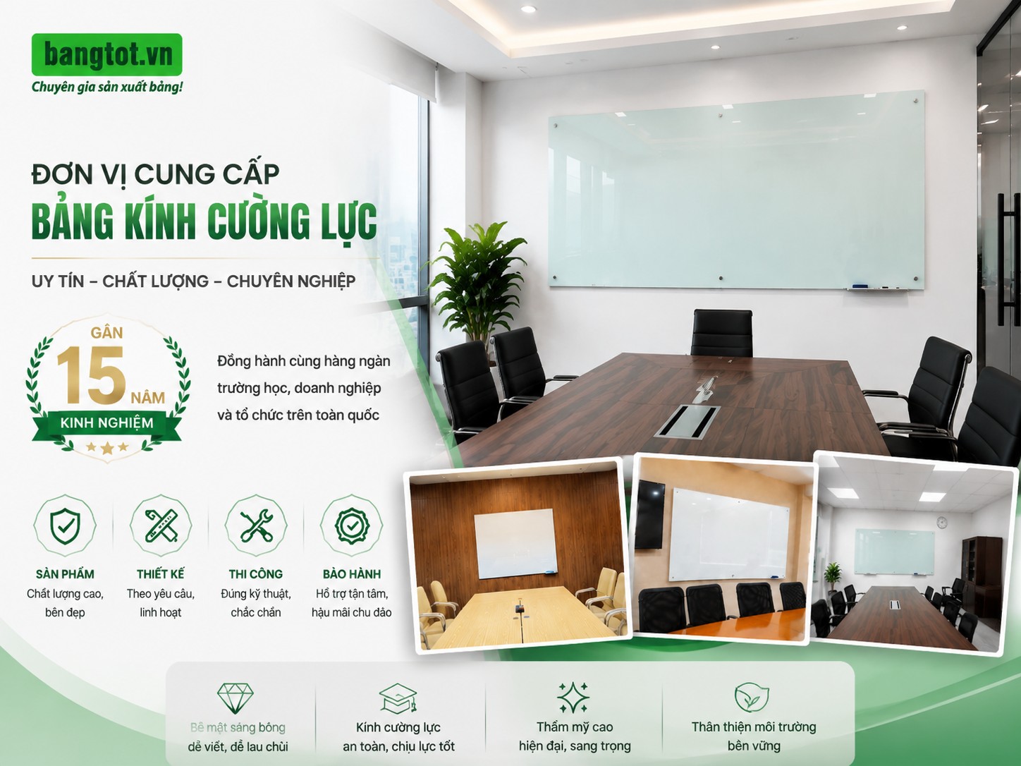 Bảng tốt cung cấp bảng kính cường lực uy tín, chất lượng