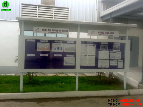 Bảng Thôn Tin Cao Cấp Có Mái Che - Cửa Kính Lùa Có Khóa - Ốp Hợp Kim Alu Đẹp