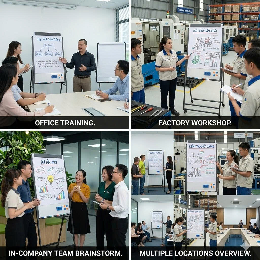 Bảng Flipchart Kẹp Giấy - Chân Oval Gấp Gọn - Bảng Đào Tạo Chuyên Nghiệp Vadoto