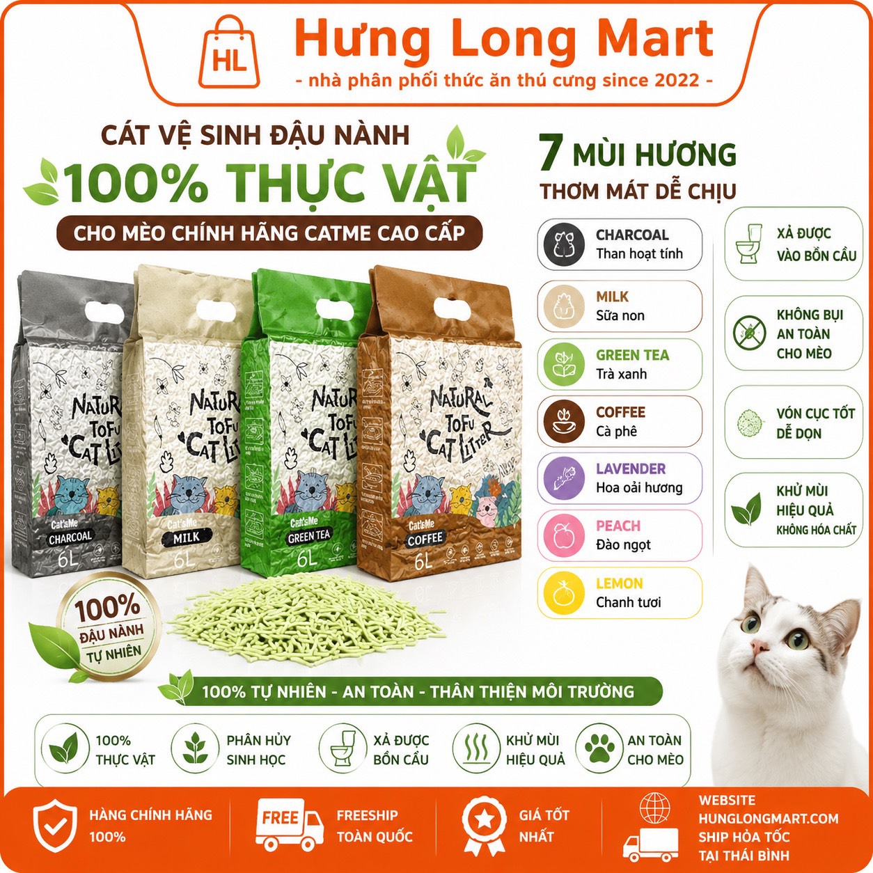 Cát vệ sinh đậu lành catsme chính hãng