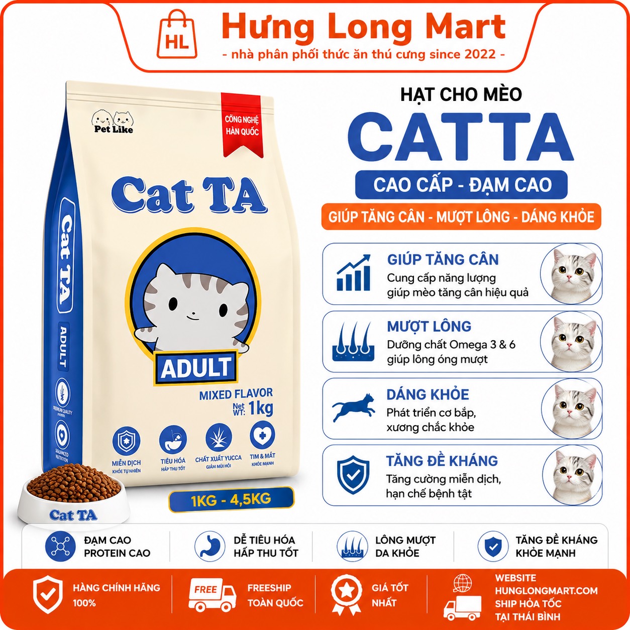 Hạt cho mèo cat ta 4,5kg