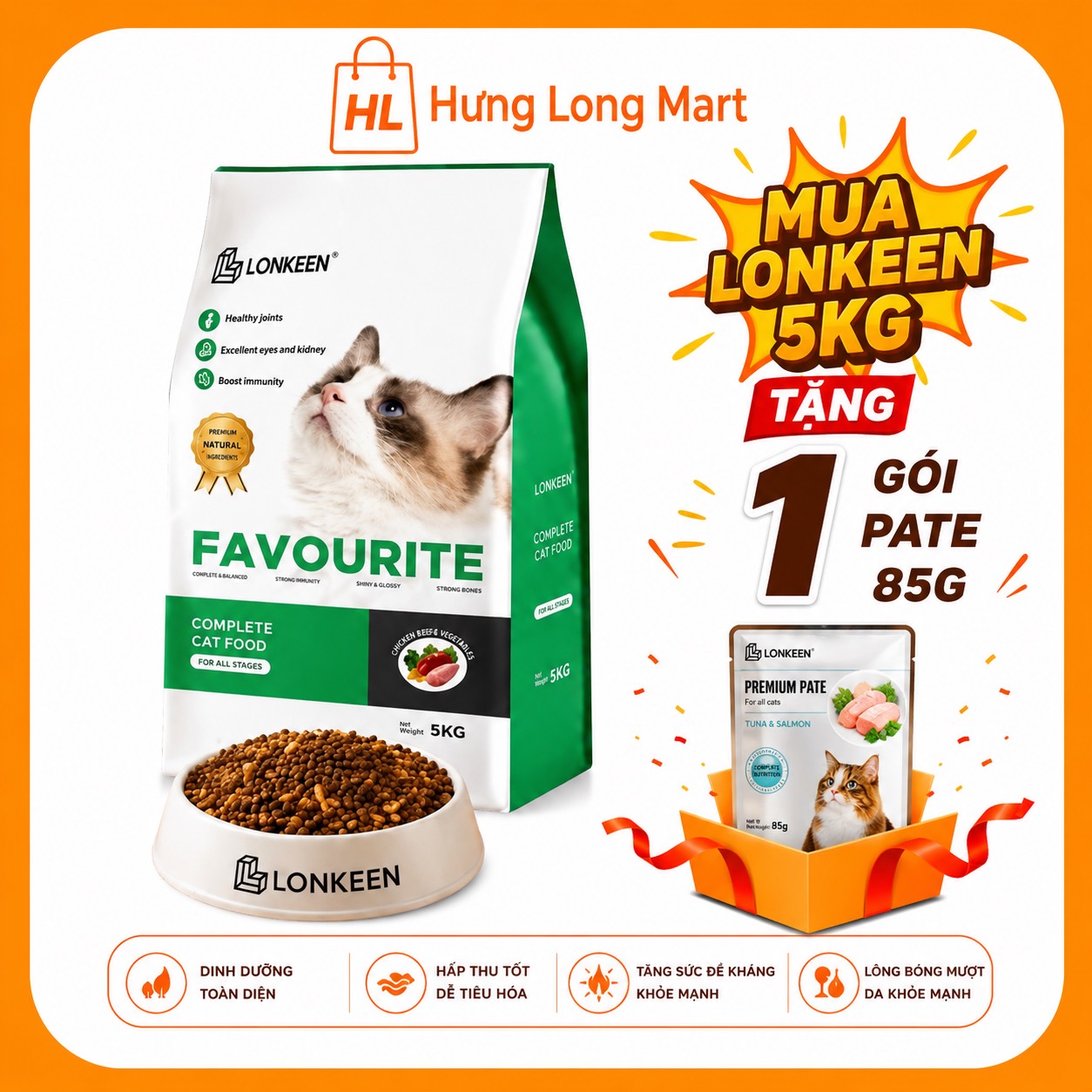 hạt cho mèo lonkeen 5kg