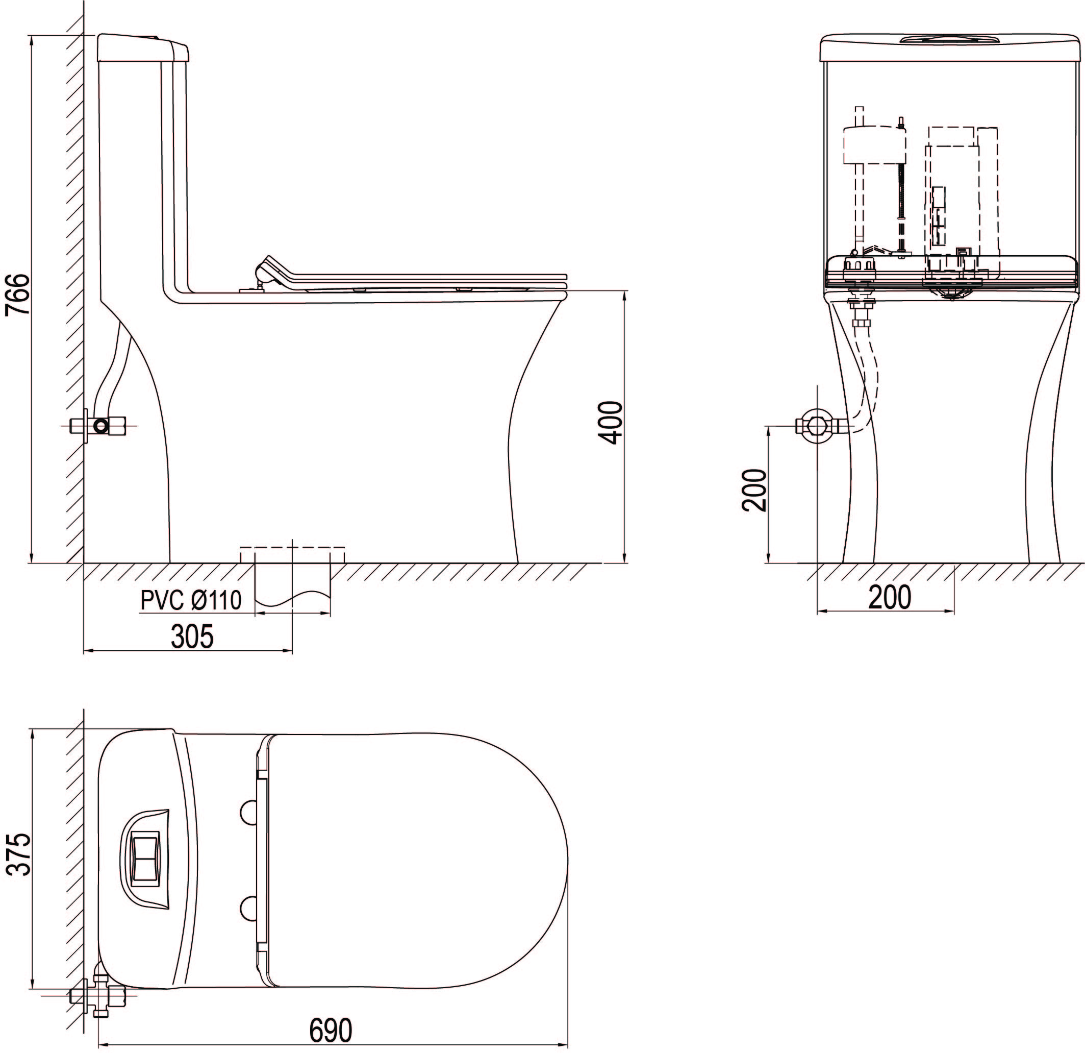 Bàn cầu một khối S302