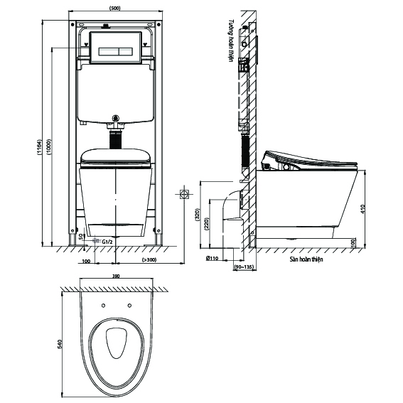 Bàn cầu treo tường V909D - BST SAPA