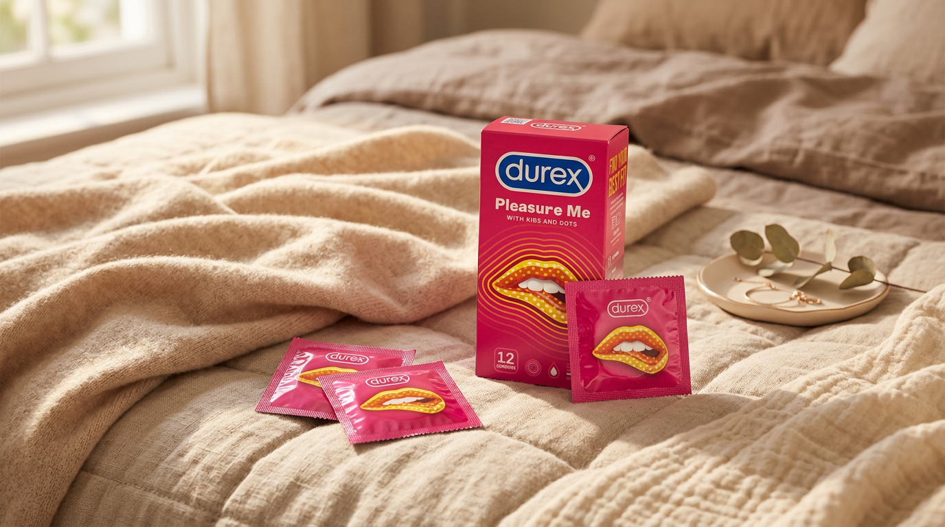 Bao cao du Durex Pleasuremax 12s siêu mỏng, nhám, 54mm
