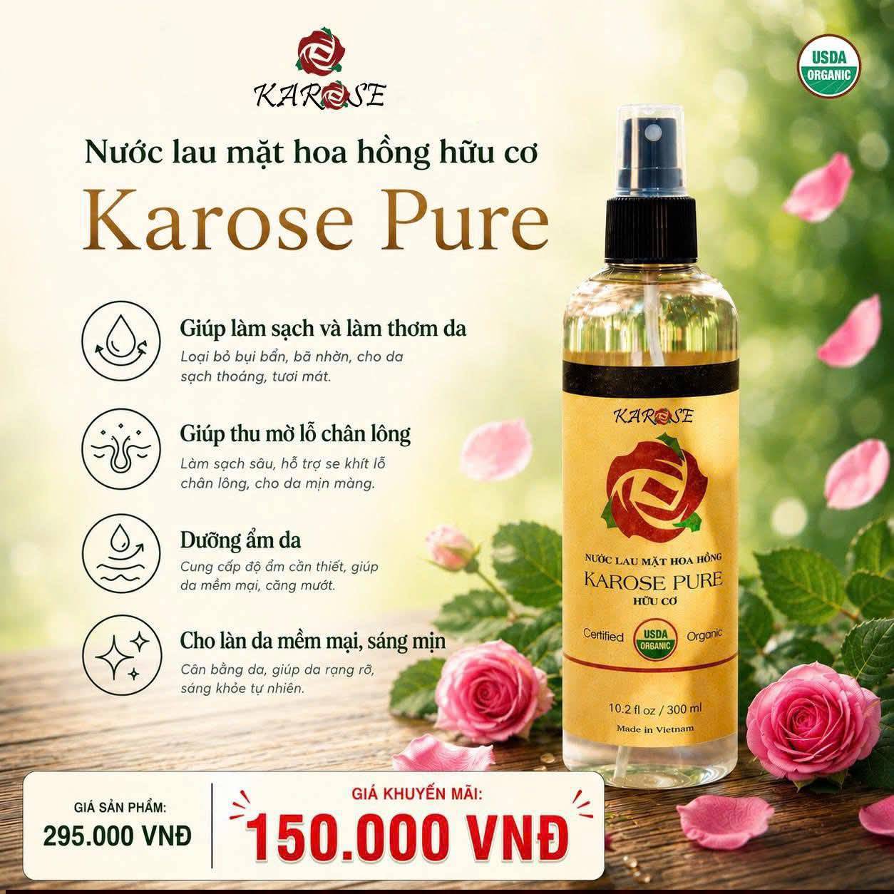 Karose - Nước lau mặt hoa hồng