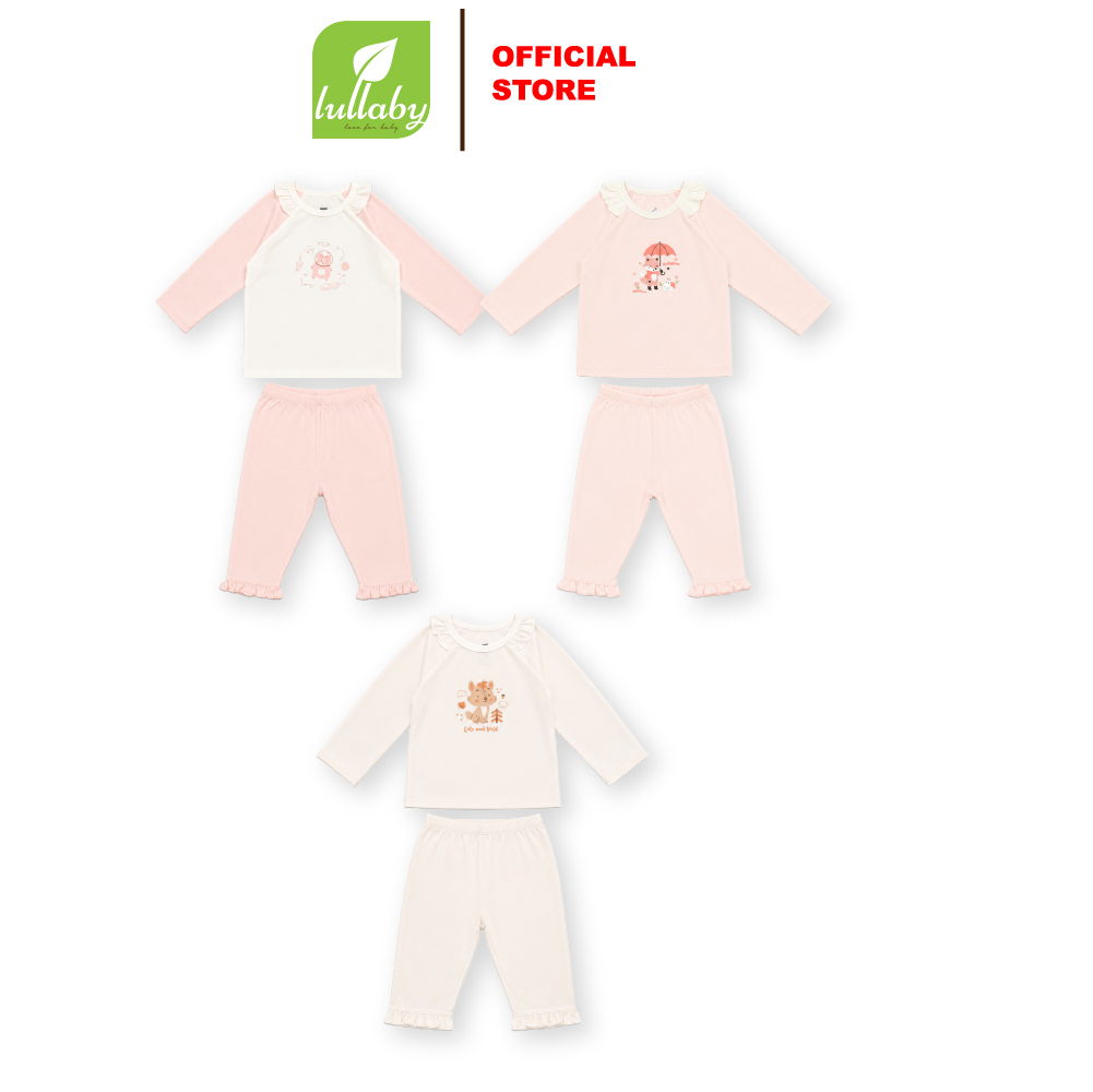 Bộ BG dài tay Lullaby 9-4Y NH733C trắng hồng/hồng/hồng cam