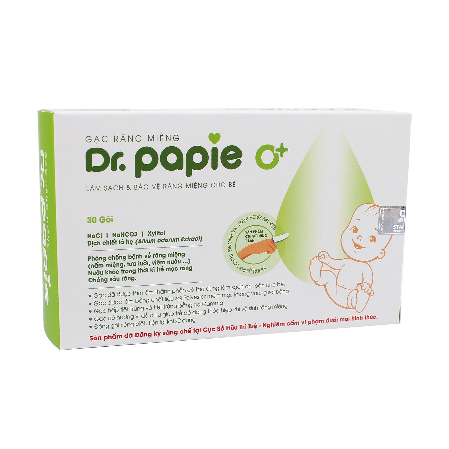 Gạc Rơ Lưỡi Dr Papie 0+ Hộp 30 Chiếc