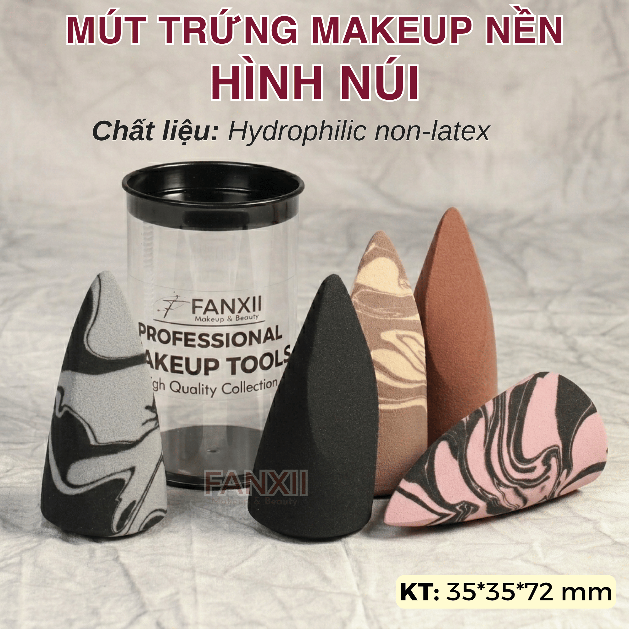 Mút Hình Núi - Mút Trứng Vát Nhọn Đầu Makeup Nền