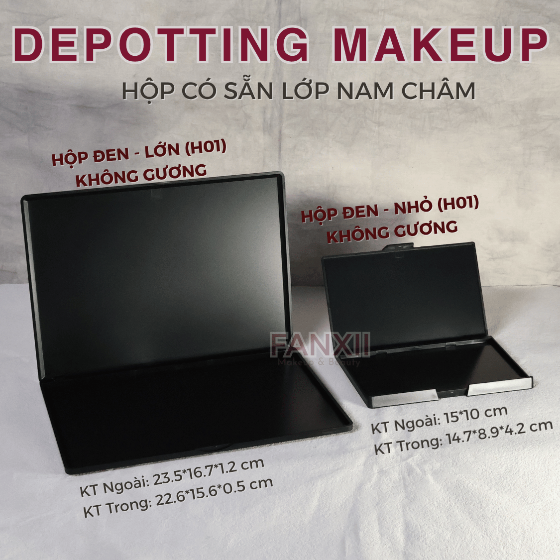 Hộp DIY Phấn Mắt Depotting Makeup Có Nam Châm Có Gương - Nhiều Kích Thước