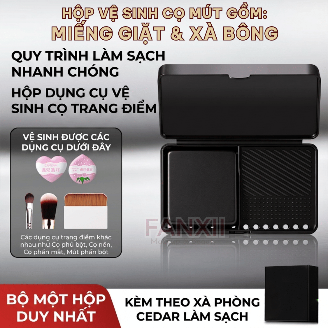 Hộp Vệ Sinh Cọ Mút 2in1 (Có chậu giặt và xà bông)