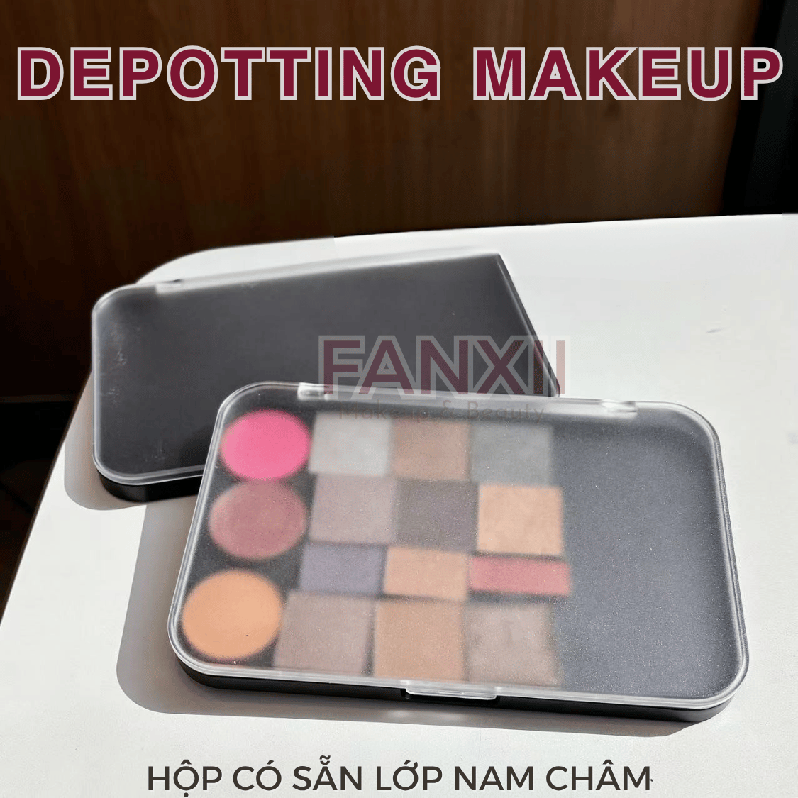 Hộp DIY Phấn Mắt Depotting Makeup Có Nam Châm Có Gương - Nhiều Kích Thước