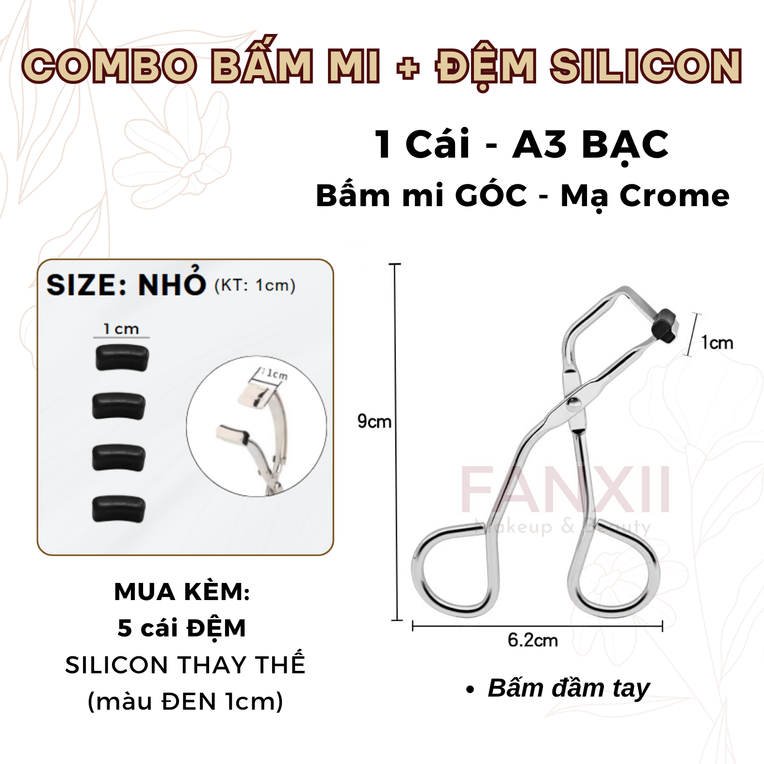Combo: A3 BẤM MI GÓC + 5 Silicon (Đen NHỎ 1cm)