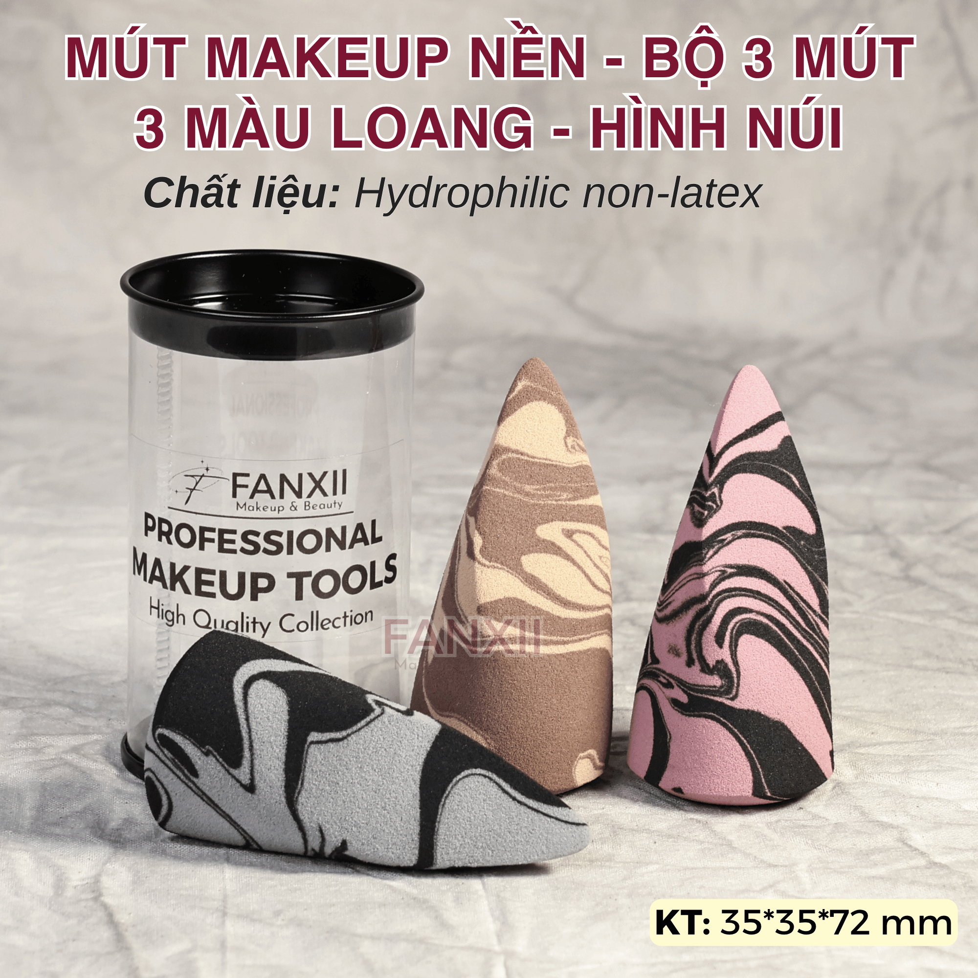 Mút Hình Núi - Mút Trứng Vát Nhọn Đầu Makeup Nền