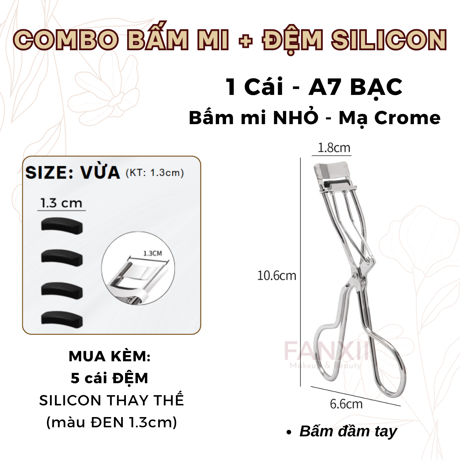 Combo: A7 BẤM MI NHỎ + 5 Silicon (Đen VỪA 1.3cm)