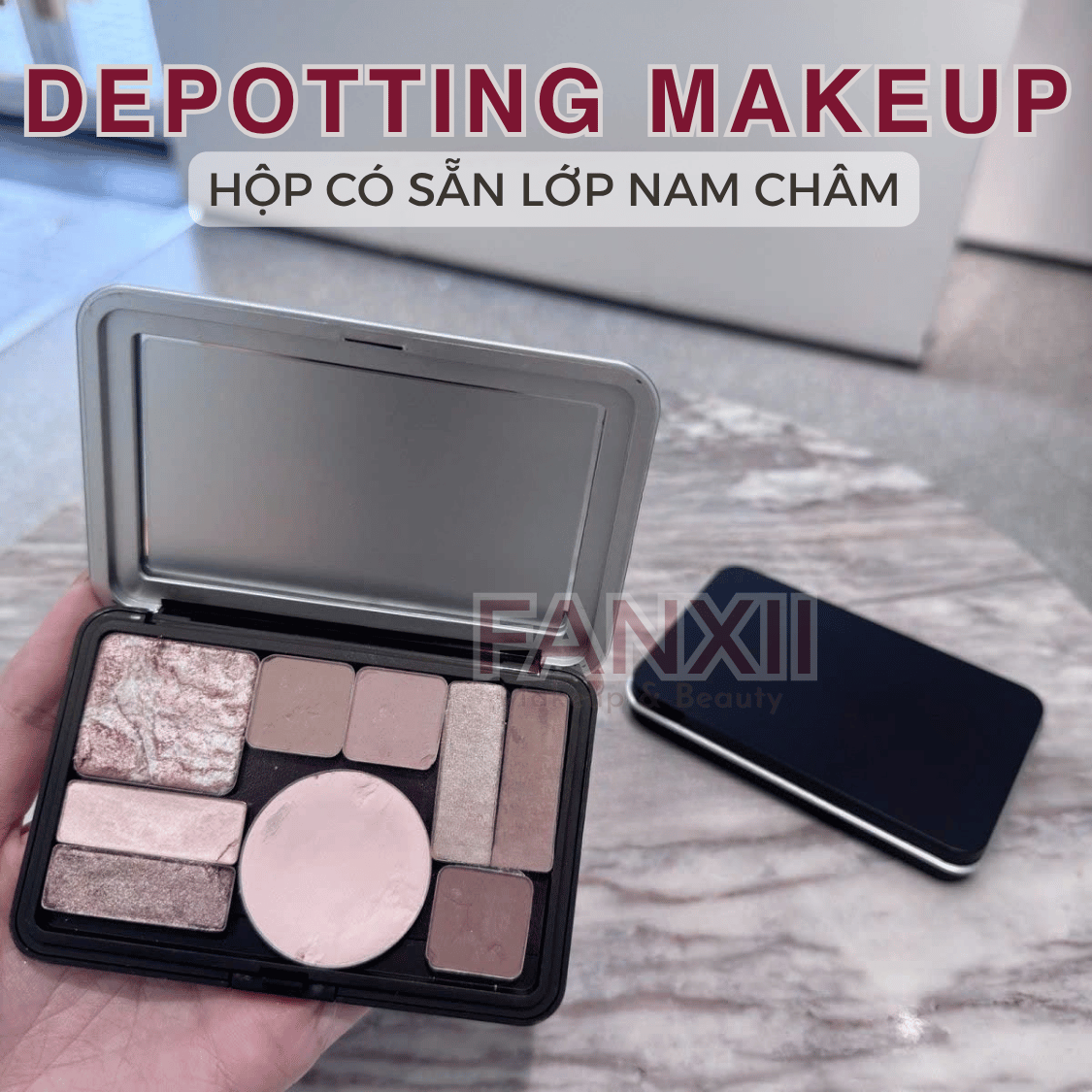 Hộp DIY Phấn Mắt Depotting Makeup Có Nam Châm Có Gương - Nhiều Kích Thước