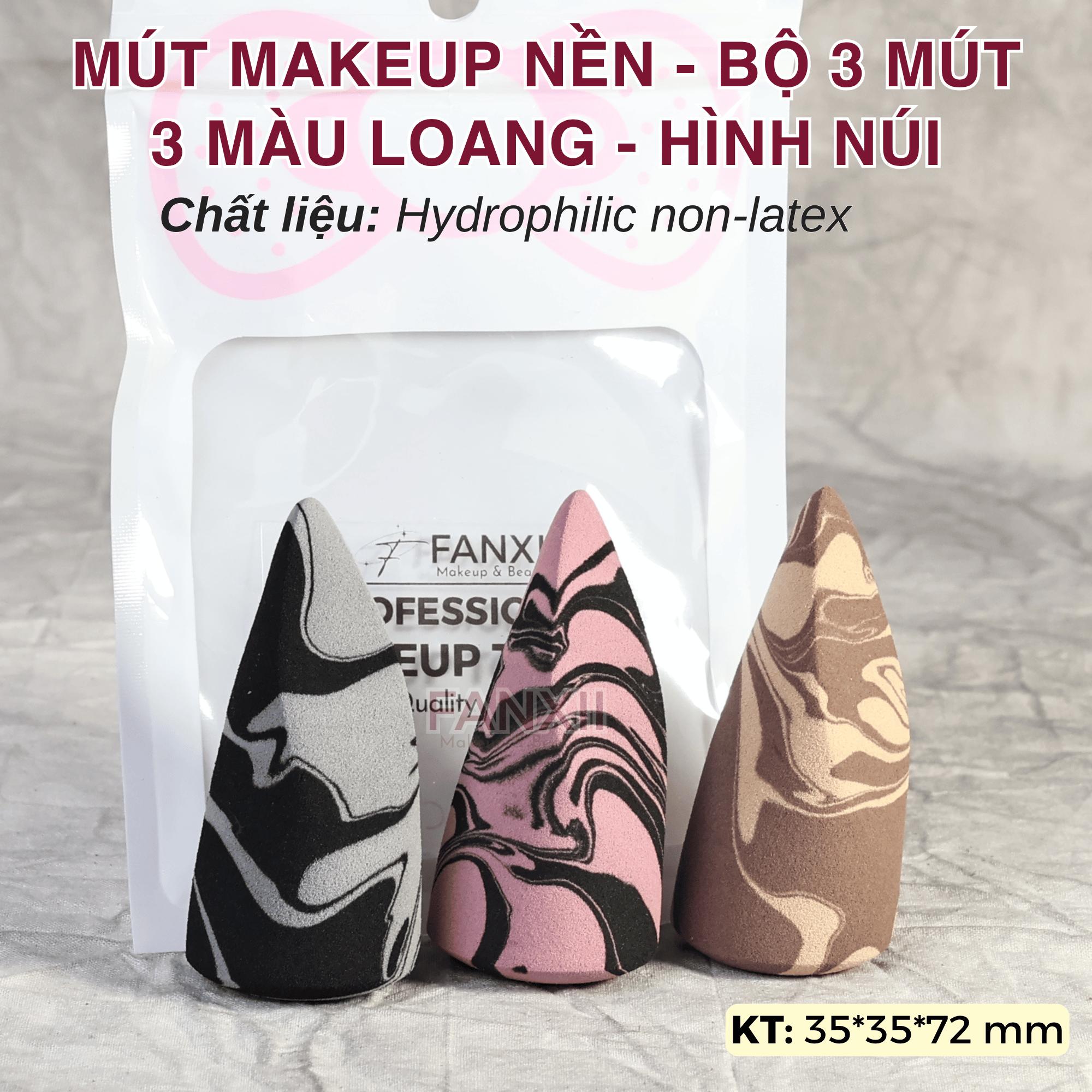 Mút Hình Núi - Mút Trứng Vát Nhọn Đầu Makeup Nền