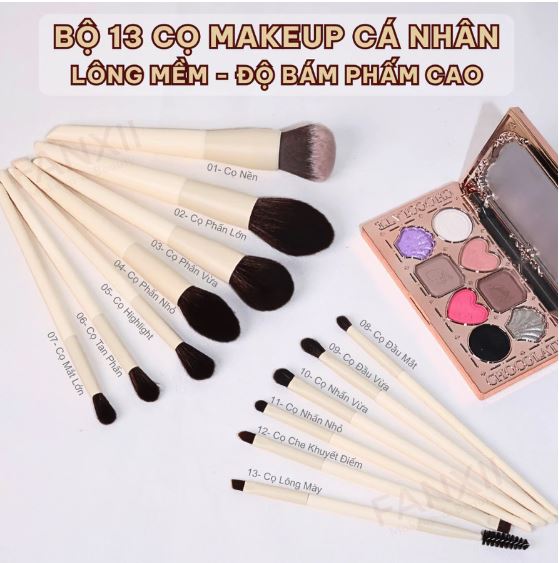 Bộ 12 Cọ Makeup Màu Trắng Sữa