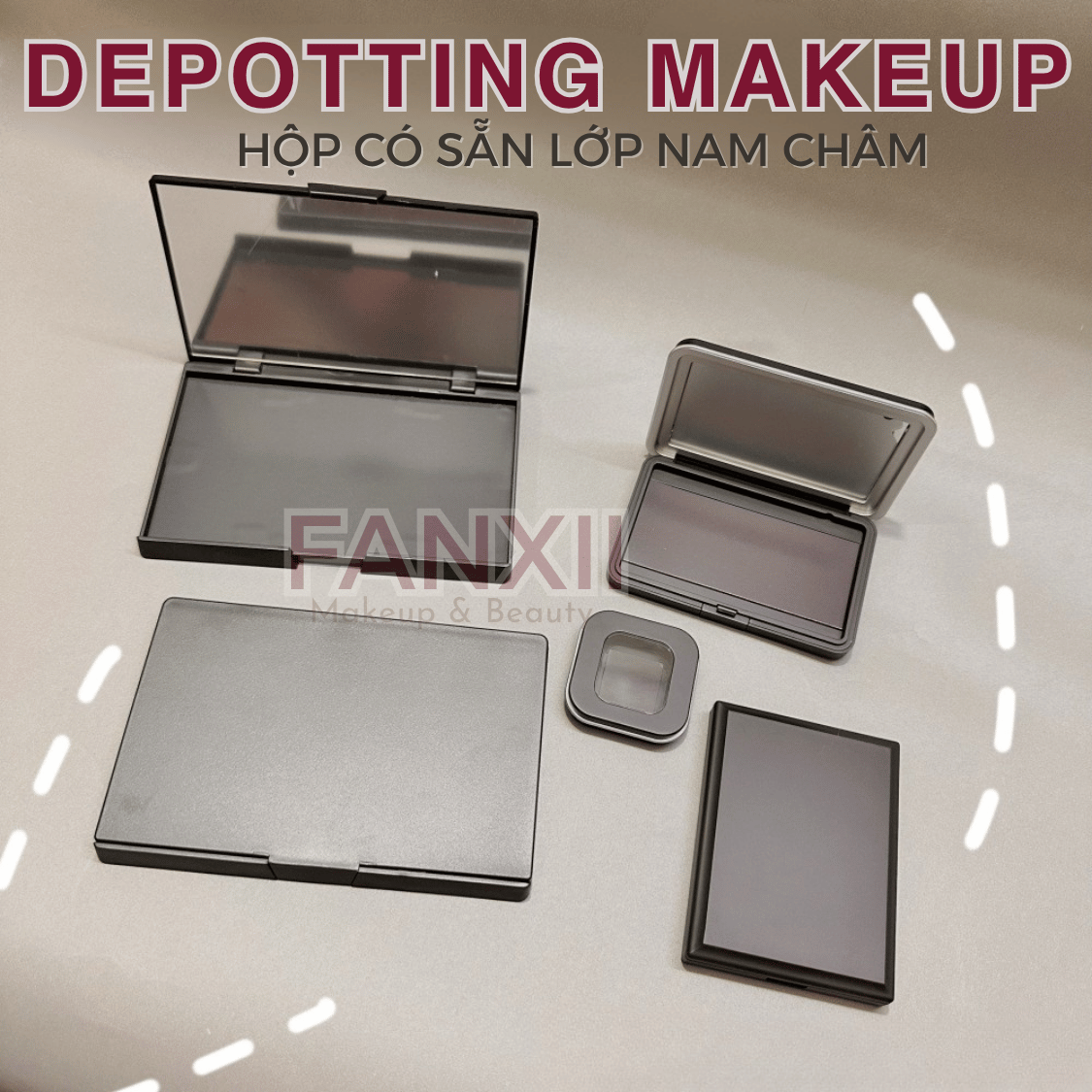 Hộp DIY Phấn Mắt Depotting Makeup Có Nam Châm Có Gương - Nhiều Kích Thước