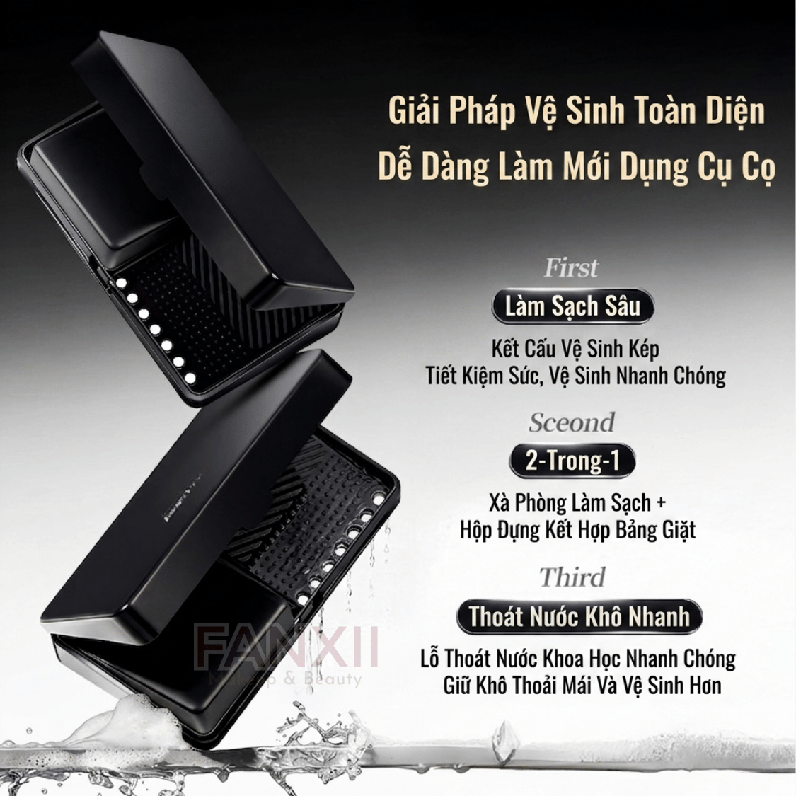 Hộp Vệ Sinh Cọ Mút 2in1 (Có chậu giặt và xà bông)