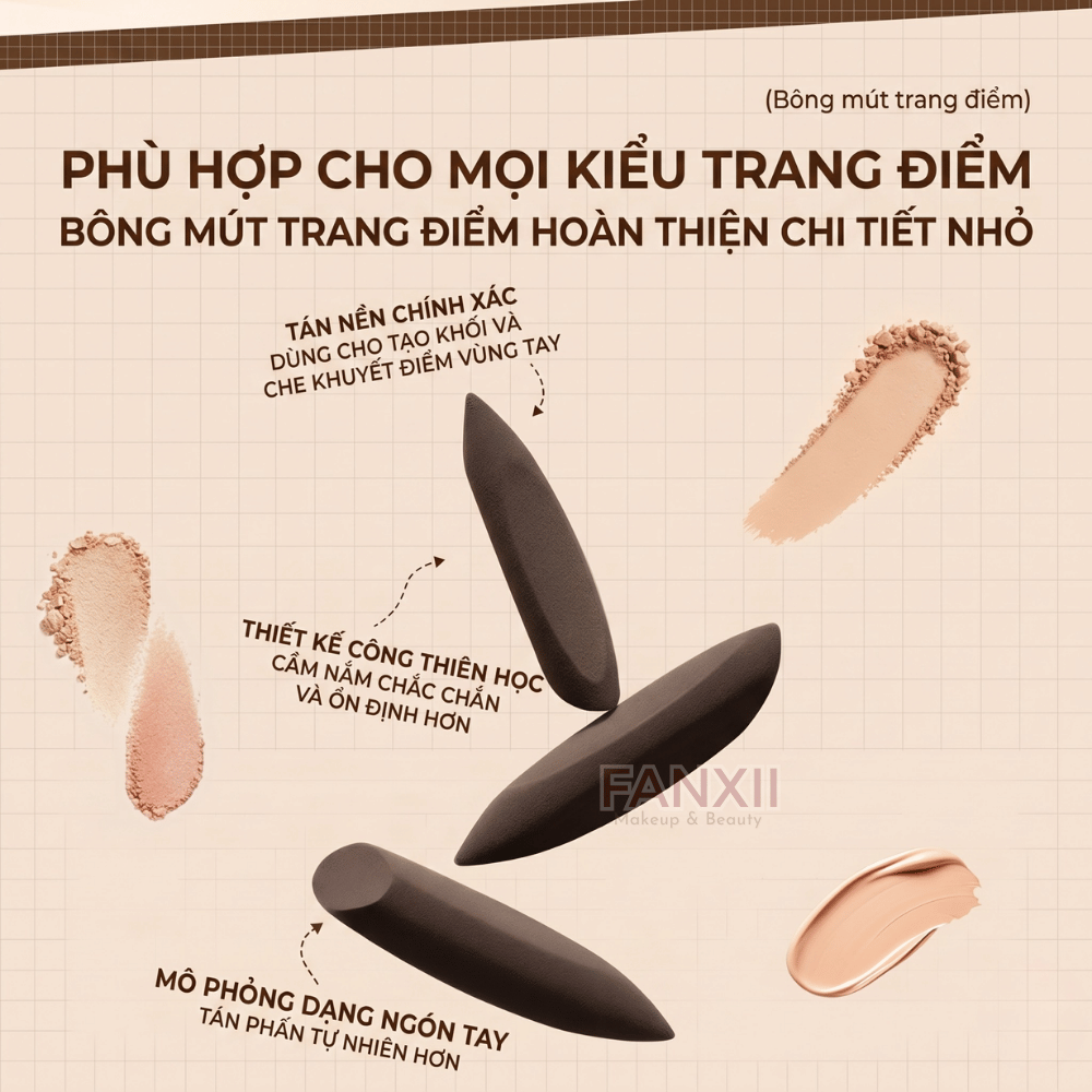 Mút Hình Bút và Trứng Dẹt - Mút Trứng Makeup Nền