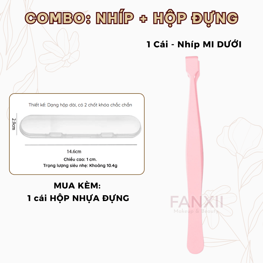 Combo: Nhíp HỒNG Mi Dưới + 1 Hộp Đựng