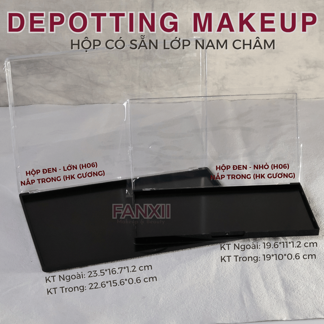 Hộp DIY Phấn Mắt Depotting Makeup Có Nam Châm Có Gương - Nhiều Kích Thước