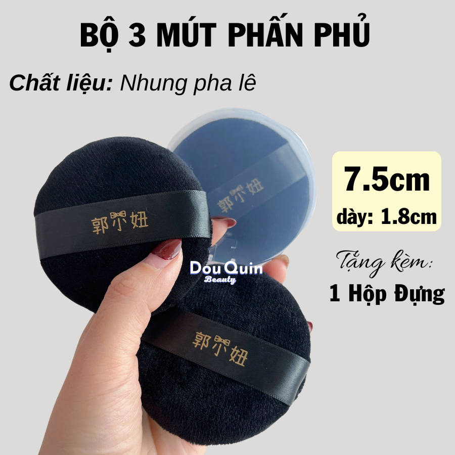 Combo: 3 Mút ĐEN LỚN 7.5cm + Hộp Trong 8.3cm