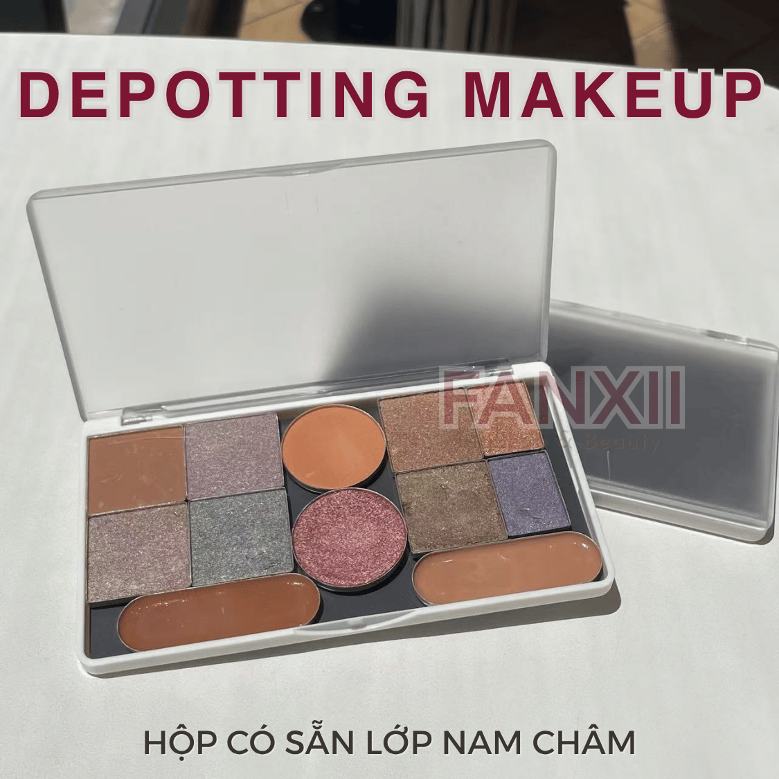 Hộp DIY Phấn Mắt Depotting Makeup Có Nam Châm Có Gương - Nhiều Kích Thước