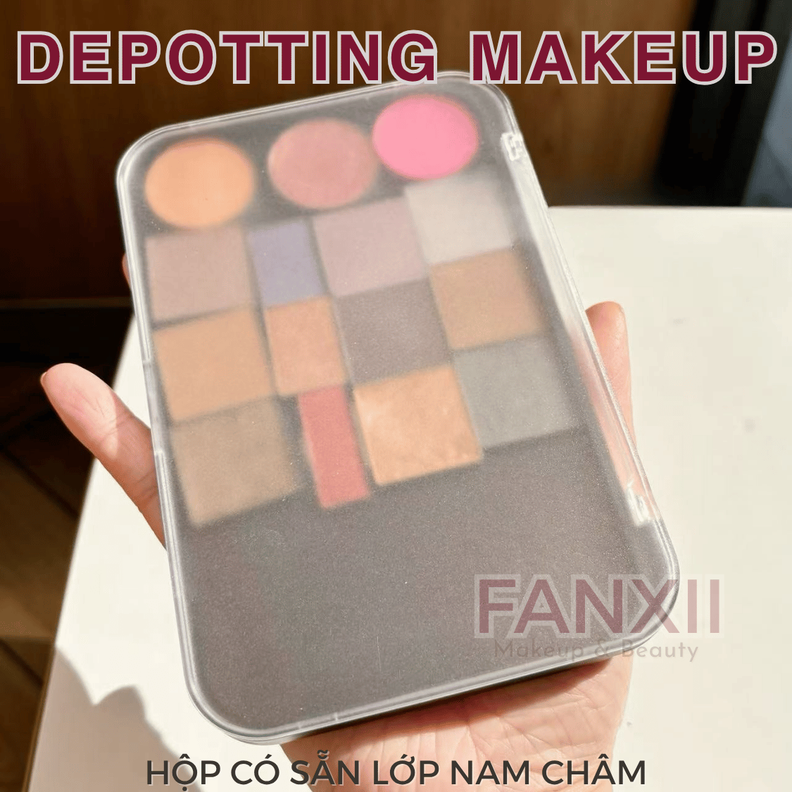 Hộp DIY Phấn Mắt Depotting Makeup Có Nam Châm Có Gương - Nhiều Kích Thước
