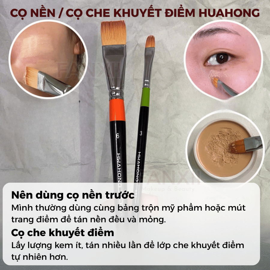 [Nhập HÀN] HWAHONG - Cọ Nền Đầu Dẹt HWAHONG 982 948 972 Hình Oval Cọ Ngang Dàn Trải Tán Kem Nền Kem lót dưỡng Siêu Mỏng
