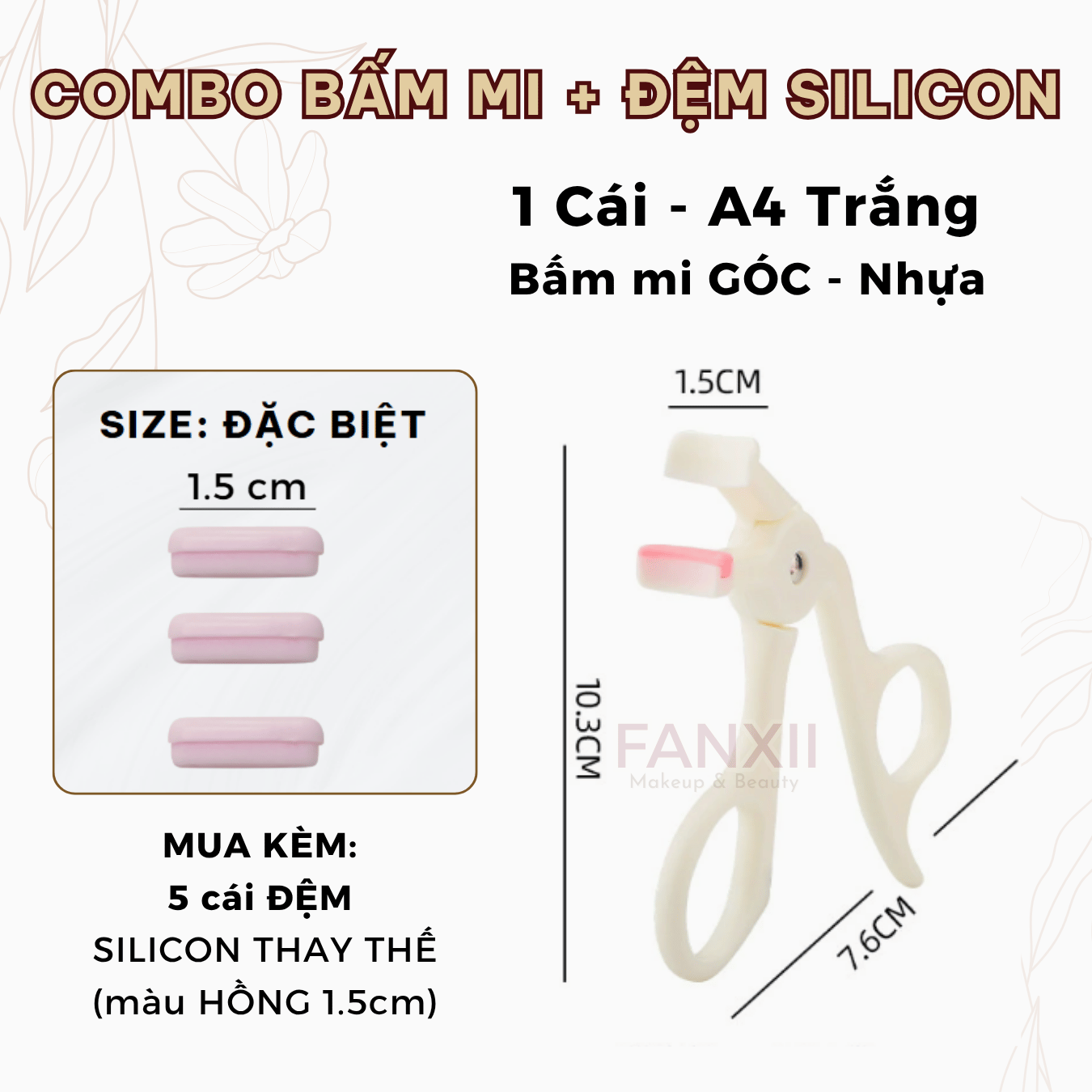Combo: A4 BẤM MI GÓC + 5 Silicon (Hồng ĐB 1.5cm)
