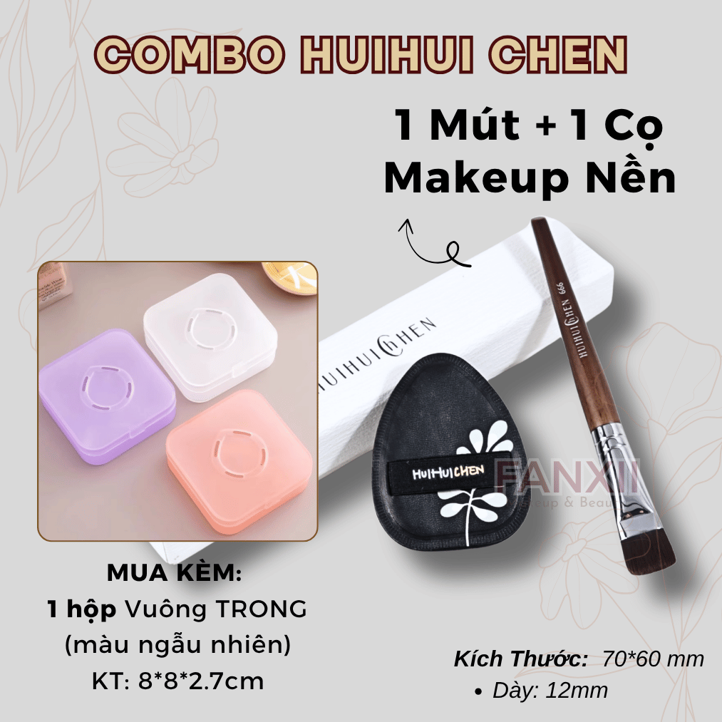 Combo : 1 Mút HuiHui Chen + 1 Cọ 666 + 1 Hộp Trong (màu NN)