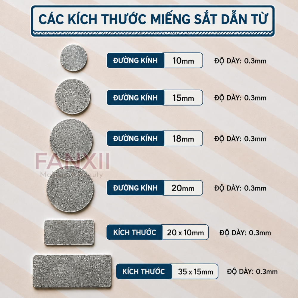 Miếng Sắt Dẫn Từ Mỏng 0.3mm DIY nam châm - nhiều size