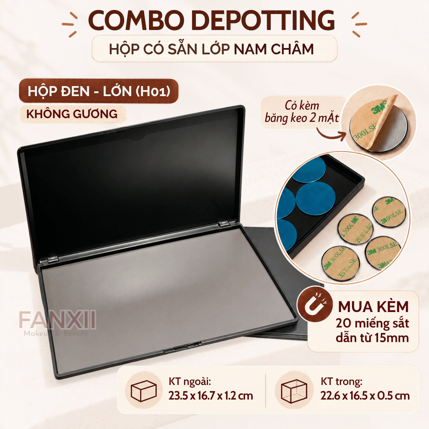 CDY07: H01 LỚN - Combo: Hộp Depotting + 20 Miếng dẫn từ 15mm + Bk